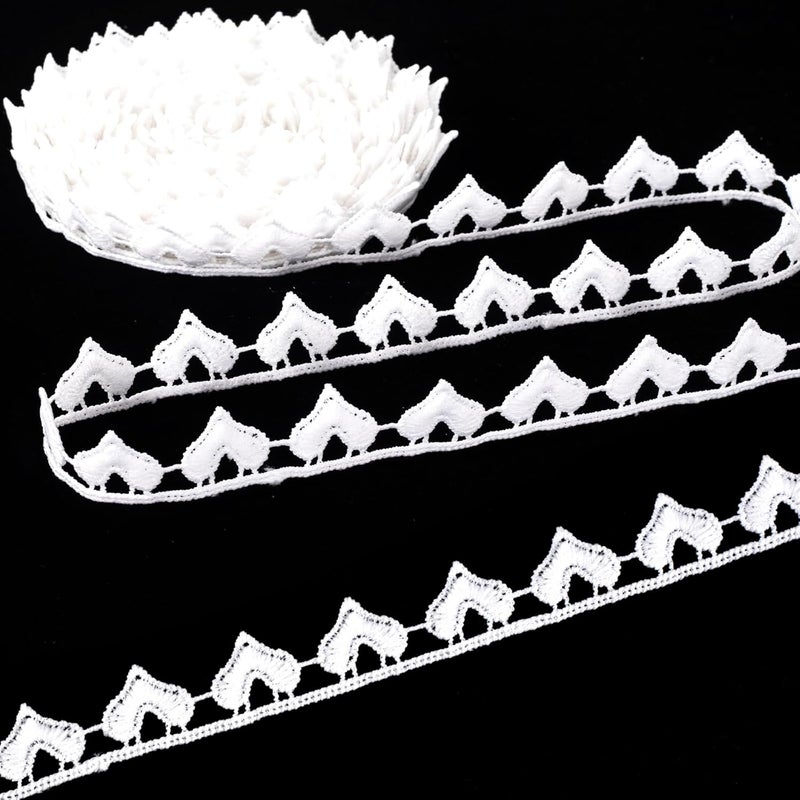 Deozu 4 Yards White Lace Trim, Vintage Crocheted Lace Ribbons, Embroidery Scalloped Edge Laces for DIY Crafts, Bouquet, Sewing, Wedding, Wrapping, Decoration (Heart, 0.78" Wide) - Image 1